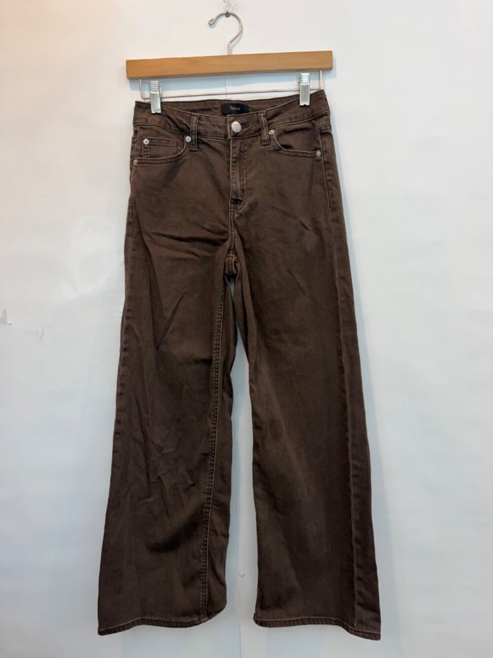 Quince Bella Stretch Wide Leg Jeans Size 26 Coffee Bean Brown Cotton Blend - Picture 2 of 7